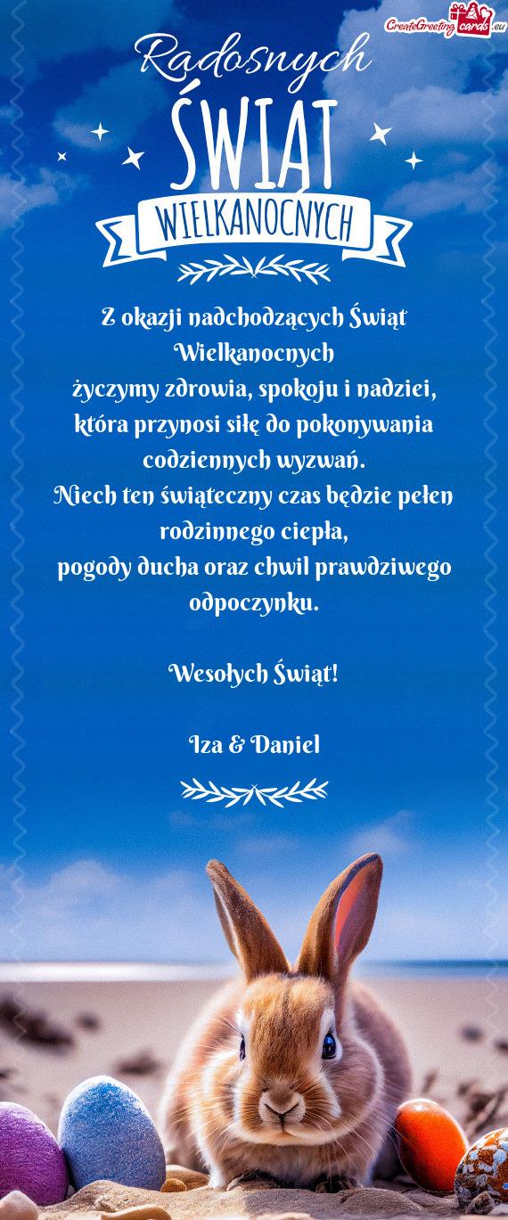 Życzymy zdrowia, spokoju i nadziei