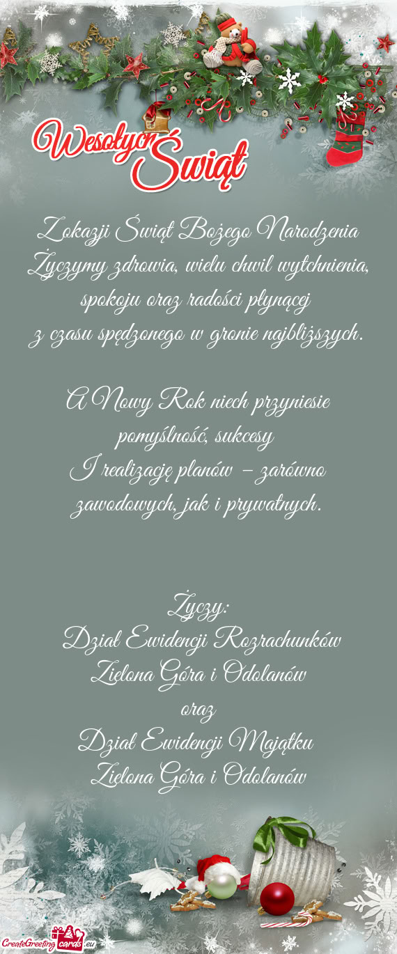 Życzymy zdrowia, wielu chwil wytchnienia, spokoju oraz radości płynącej