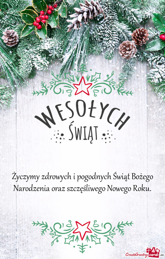 Życzymy zdrowych i pogodnych Świąt Bożego Narodzenia oraz szczęśliwego Nowego Roku