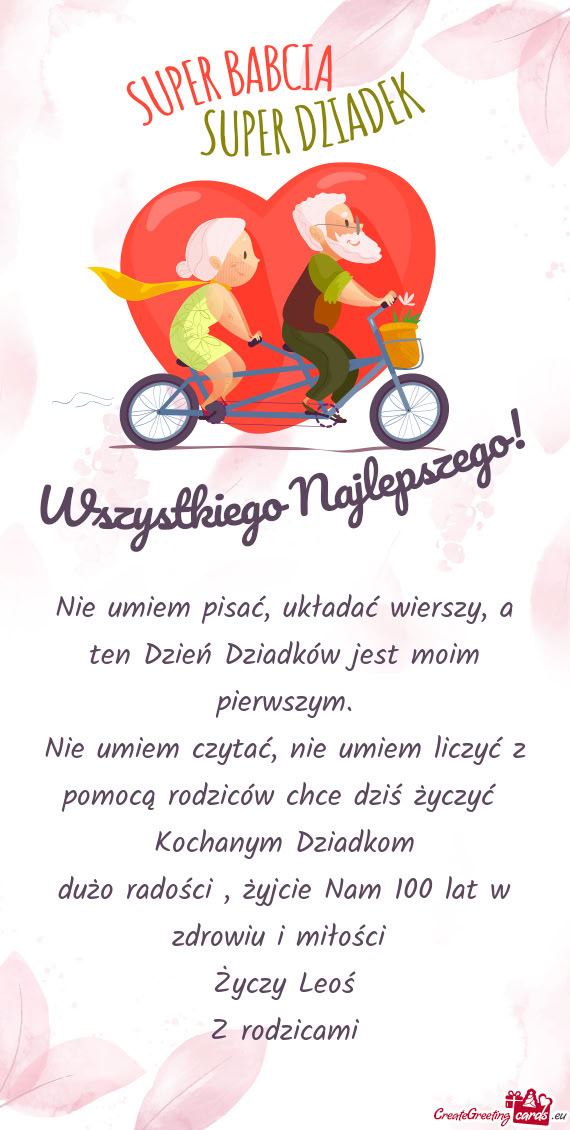 Żyjcie Nam 100 lat w zdrowiu i miłości Leoś Z rodzicami
