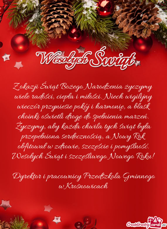 Zymy, aby każda chwila tych świąt była przepełniona serdecznością, a Nowy Rok obfitował w zd