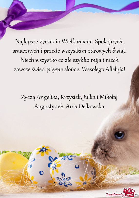 Zystko co złe szybko mija i niech zawsze świeci piękne słońce. Wesołego Alleluja