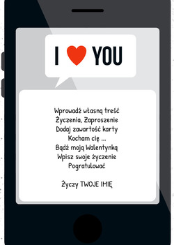 Kartka Telefon z napisem I Love You